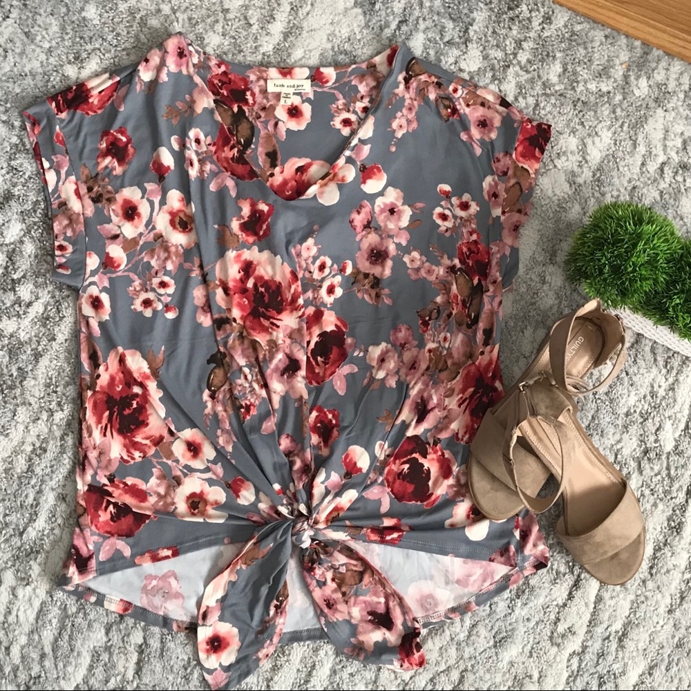 Floral Front Tie Blouse